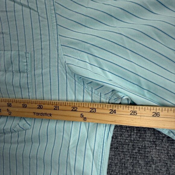 Quiksilver Large Striped Point Cotton Polyester Blue Men Pocket Button Up Shirt - Picture 7 of 15